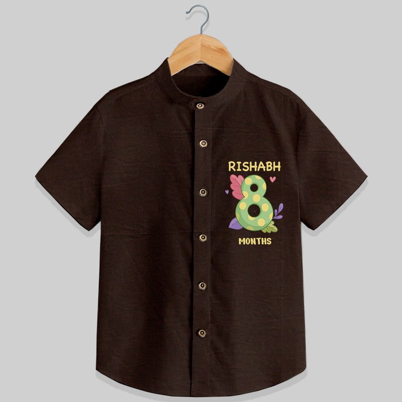 Memorialize your little one's Eighth month Birthday with a personalized Shirt - CHOCOLATE BROWN - 0 - 6 Months Old (Chest 21")