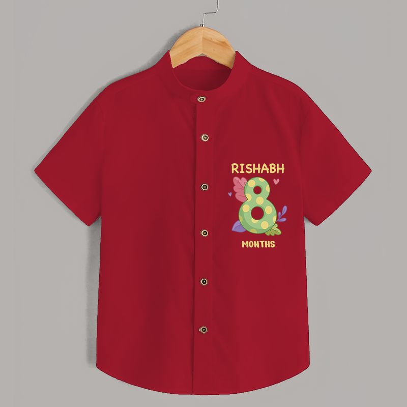 Memorialize your little one's Eighth month Birthday with a personalized Shirt - RED - 0 - 6 Months Old (Chest 21")