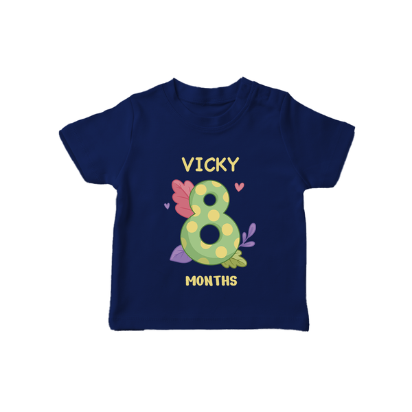 Celebrate Baby's 8th Month | Custom T-Shirt | Premium Cotton - NAVY BLUE - 0-5 Months Old (Chest 17")
