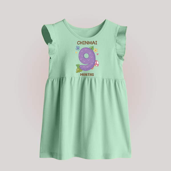 Celebrate Baby's 9th Month | Custom Baby Frock | Premium Cotton - MINT GREEN - 0 - 3 Months Old (Chest 17")