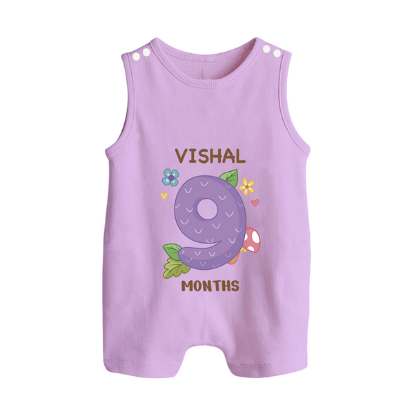 Celebrate Baby's 9th Month | Custom Romper Suit/ Sleeveless Romper | Premium Cotton - LILAC - 0 - 5 Months Old (Chest 18")