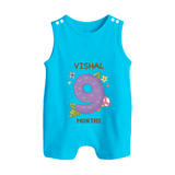 Celebrate Baby's 9th Month | Custom Romper Suit/ Sleeveless Romper | Premium Cotton - SKY BLUE - 0 - 5 Months Old (Chest 18")