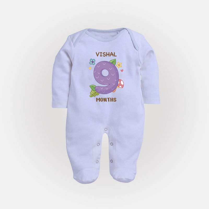 Dress Your Little One In Our Enchanting Customized Baby Sleep Suit For Their 9-Month Celebration - BABY BLUE - New Born (Chest 7.5")