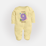 Dress Your Little One In Our Enchanting Customized Baby Sleep Suit For Their 9-Month Celebration - PASTEL YELLOW - New Born (Chest 7.5")