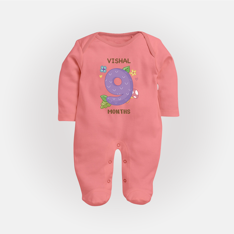 Dress Your Little One In Our Enchanting Customized Baby Sleep Suit For Their 9-Month Celebration - PEACH - New Born (Chest 7.5")