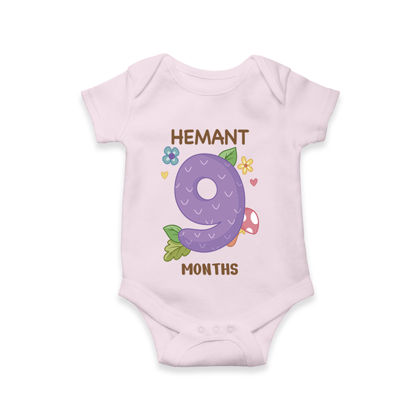 Memorialize your little one's Ninth month with a personalized romper/onesie - BABY PINK - 0 - 3 Months Old (Chest 16")