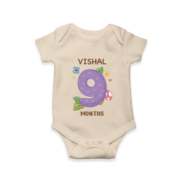 Celebrate Baby's 9th Month | Custom Romper/Onesie | Premium Cotton - IVORY - New Born (Chest 14")