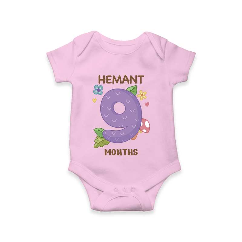 Memorialize your little one's Ninth month with a personalized romper/onesie - PINK - 0 - 3 Months Old (Chest 16")