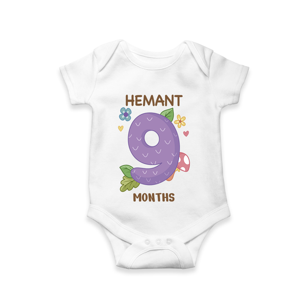 Memorialize your little one's Ninth month with a personalized romper/onesie - WHITE - 0 - 3 Months Old (Chest 16")