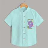 Memorialize your little one's Ninth month Birthday with a personalized Shirt - ARCTIC BLUE - 0 - 6 Months Old (Chest 21")