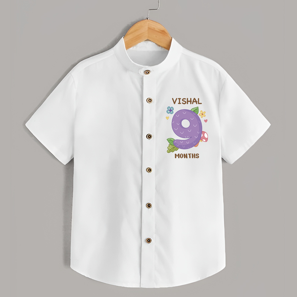 Celebrate Baby's 9th Month | Custom Shirt | Premium Cotton - WHITE - 0 - 6 Months Old (Chest 23")