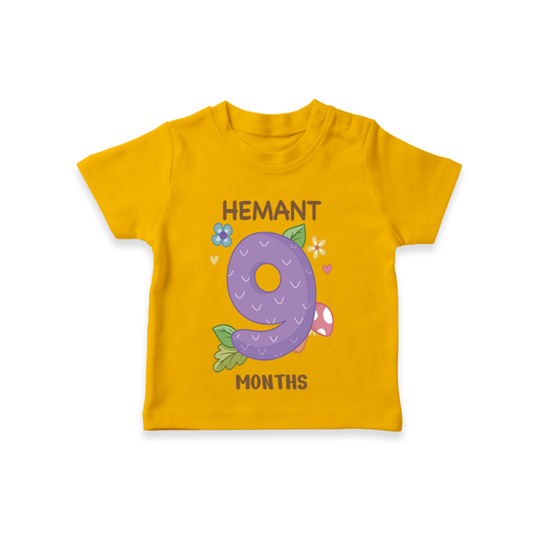 Memorialize your little one's Ninth month with a personalized kids T-shirts - CHROME YELLOW - 0 - 5 Months Old (Chest 17")