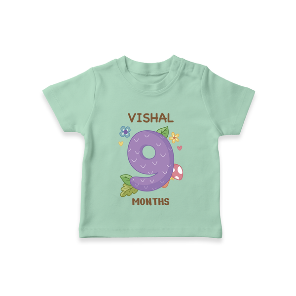 Celebrate Baby's 9th Month | Custom T-Shirt | Premium Cotton - MINT GREEN - 0-5 Months Old (Chest 17")
