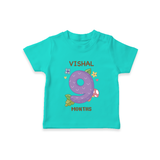Celebrate Baby's 9th Month | Custom T-Shirt | Premium Cotton - TEAL - 0-5 Months Old (Chest 17")