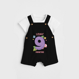 Memorialize your little one's Ninth month with a personalized Dungaree - BLACK - 0 - 5 Months Old (Chest 17")