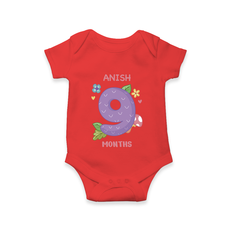 Dress Your Little One In Our Enchanting Customized Baby Romper For Their 9-Month Celebration - RED - 0 - 3 Months Old (Chest 16")