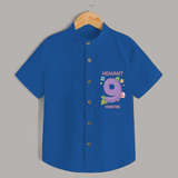Memorialize your little one's Ninth month Birthday with a personalized Shirt - COBALT BLUE - 0 - 6 Months Old (Chest 21")