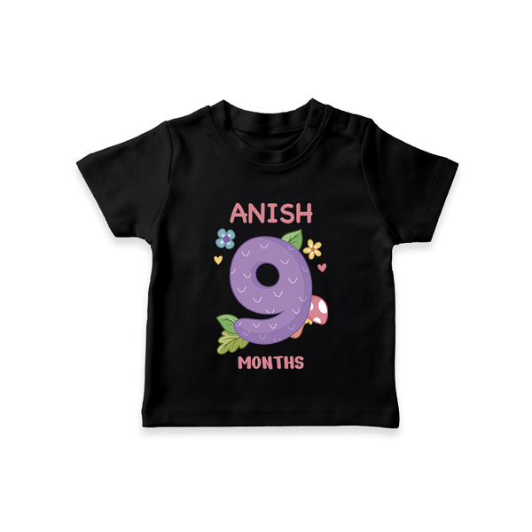 Celebrate Baby's 9th Month | Custom T-Shirt | Premium Cotton - BLACK - 0-5 Months Old (Chest 17")