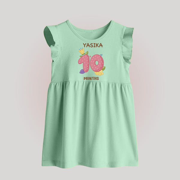 Celebrate Baby's 10th Month | Custom Baby Frock | Premium Cotton - MINT GREEN - 0 - 3 Months Old (Chest 17")