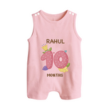 Celebrate Baby's 10th Month | Custom Romper Suit/ Sleeveless Romper | Premium Cotton - BABY PINK - 0 - 5 Months Old (Chest 18")