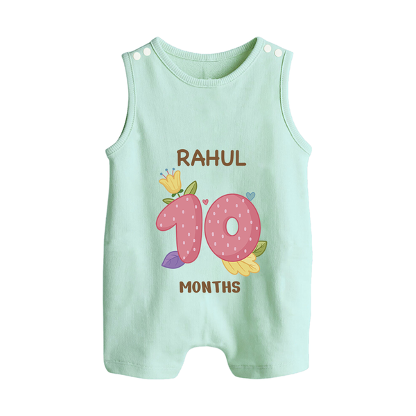 Celebrate Baby's 10th Month | Custom Romper Suit/ Sleeveless Romper | Premium Cotton - MINT GREEN - 0 - 5 Months Old (Chest 18")