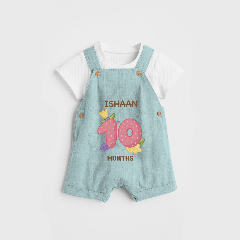 Memorialize your little one's Tenth month with a personalized Dungaree - ARCTIC BLUE - 0 - 5 Months Old (Chest 17")