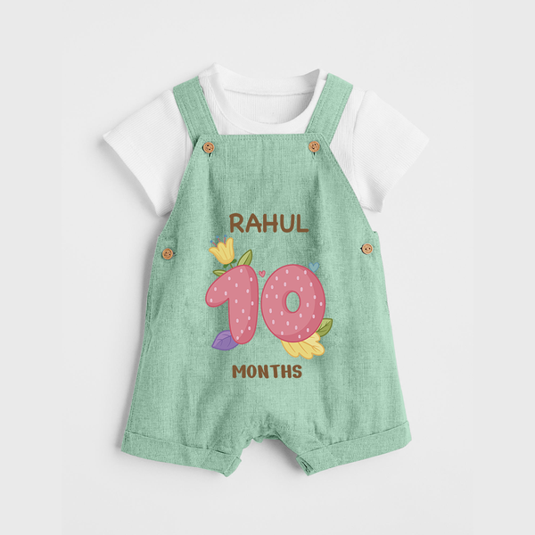 Celebrate Baby's 10th Month | Custom Dungaree Set | Premium Cotton - MINT GREEN - 0 - 5 Months Old (Chest 18")