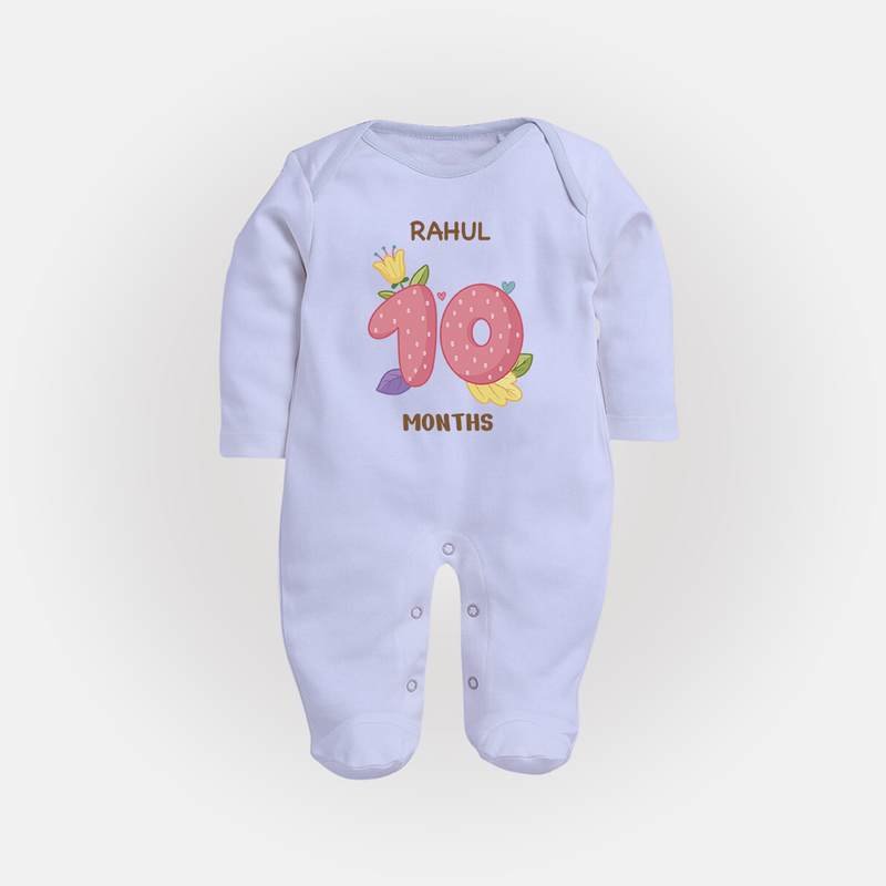 Dress Your Little One In Our Enchanting Customized Baby Sleep Suit For Their 10-Month Celebration - BABY BLUE - New Born (Chest 7.5")