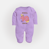 Celebrate Baby's 10th Month | Custom Full Sleeve Bodysuit/ Sleep Suit/ Jumpsuit | Premium Cotton - LILAC - New Born (Chest 7.5")