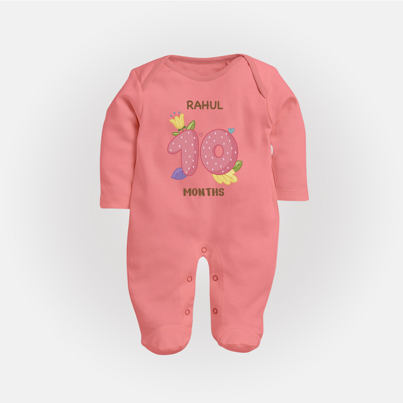 Dress Your Little One In Our Enchanting Customized Baby Sleep Suit For Their 10-Month Celebration - PEACH - New Born (Chest 7.5")