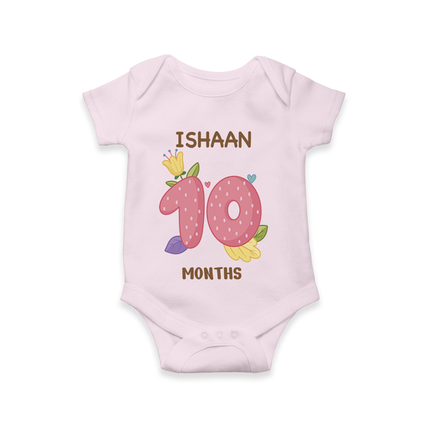 Memorialize your little one's Tenth month with a personalized romper/onesie - BABY PINK - 0 - 3 Months Old (Chest 16")