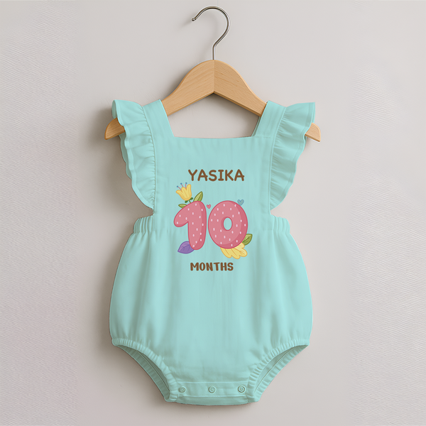 Celebrate Baby's 10th Month | Custom Romper Frock | Premium Cotton - MINT GREEN - 0 - 3 Months Old (Chest 19")