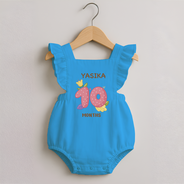 Celebrate Baby's 10th Month | Custom Romper Frock | Premium Cotton - SKY BLUE - 0 - 3 Months Old (Chest 19")