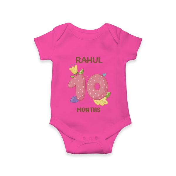 Celebrate Baby's 10th Month | Custom Romper/Onesie | Premium Cotton - HOT PINK - New Born (Chest 14")