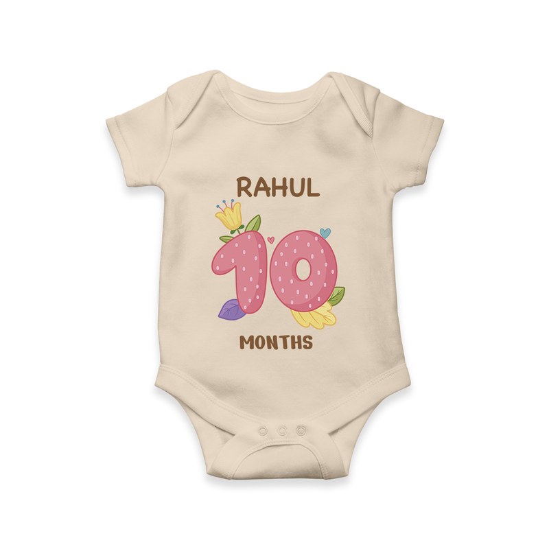 Celebrate Baby's 10th Month | Custom Romper/Onesie | Premium Cotton - IVORY - New Born (Chest 14")