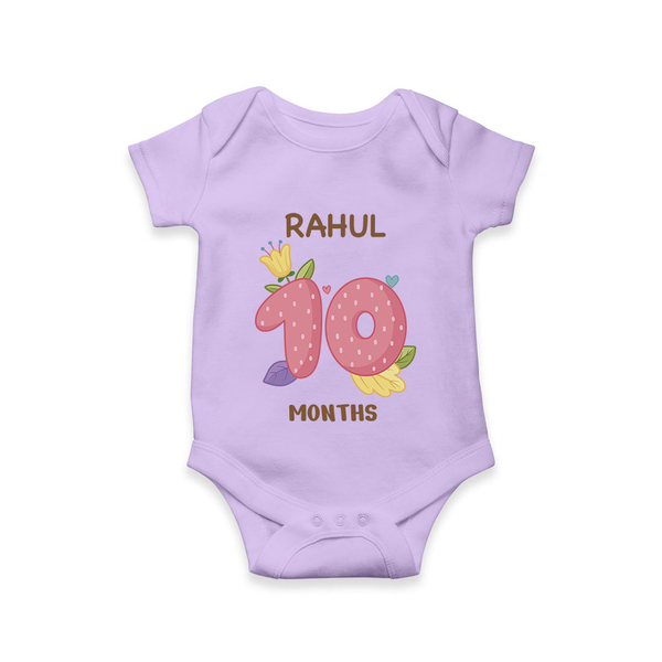 Celebrate Baby's 10th Month | Custom Romper/Onesie | Premium Cotton - LILAC - New Born (Chest 14")