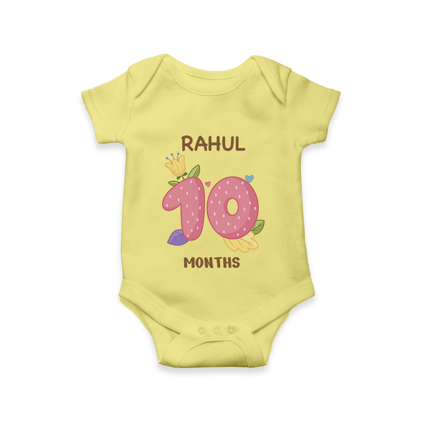 Celebrate Baby's 10th Month | Custom Romper/Onesie | Premium Cotton - PASTEL YELLOW - New Born (Chest 14")