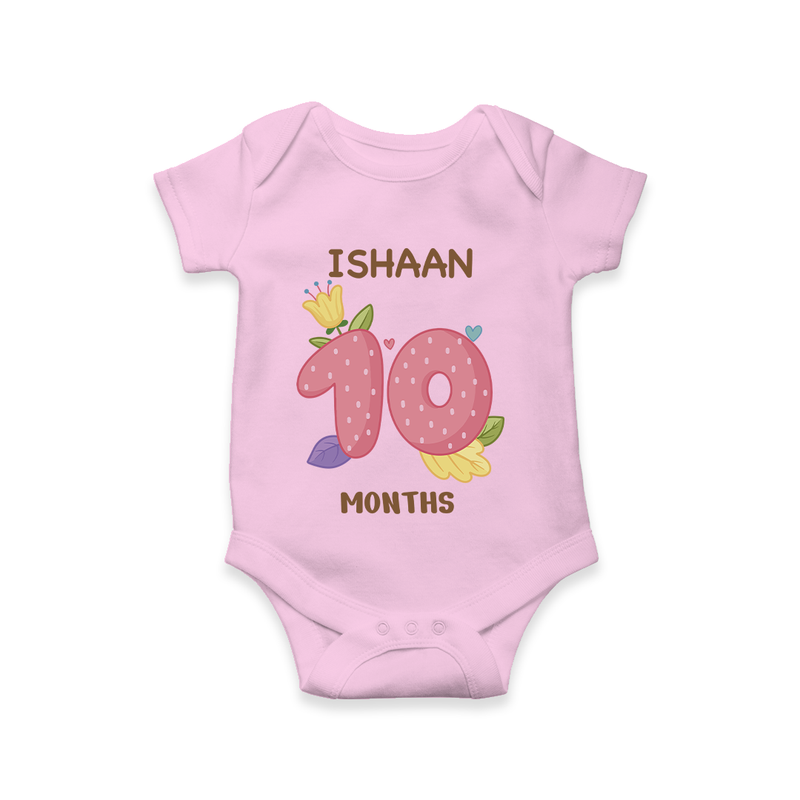 Memorialize your little one's Tenth month with a personalized romper/onesie - PINK - 0 - 3 Months Old (Chest 16")
