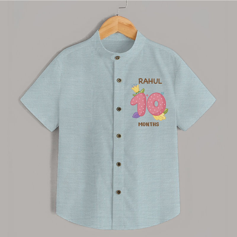 Celebrate Baby's 10th Month | Custom Shirt | Premium Cotton - ARCTIC BLUE - 0 - 6 Months Old (Chest 23")