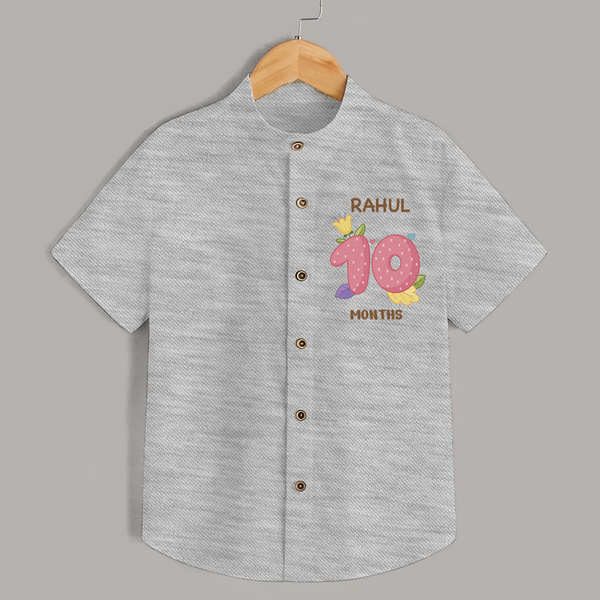 Celebrate Baby's 10th Month | Custom Shirt | Premium Cotton - GREY - 0 - 6 Months Old (Chest 23")