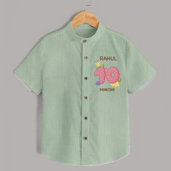 Celebrate Baby's 10th Month | Custom Shirt | Premium Cotton - MINT GREEN - 0 - 6 Months Old (Chest 23")