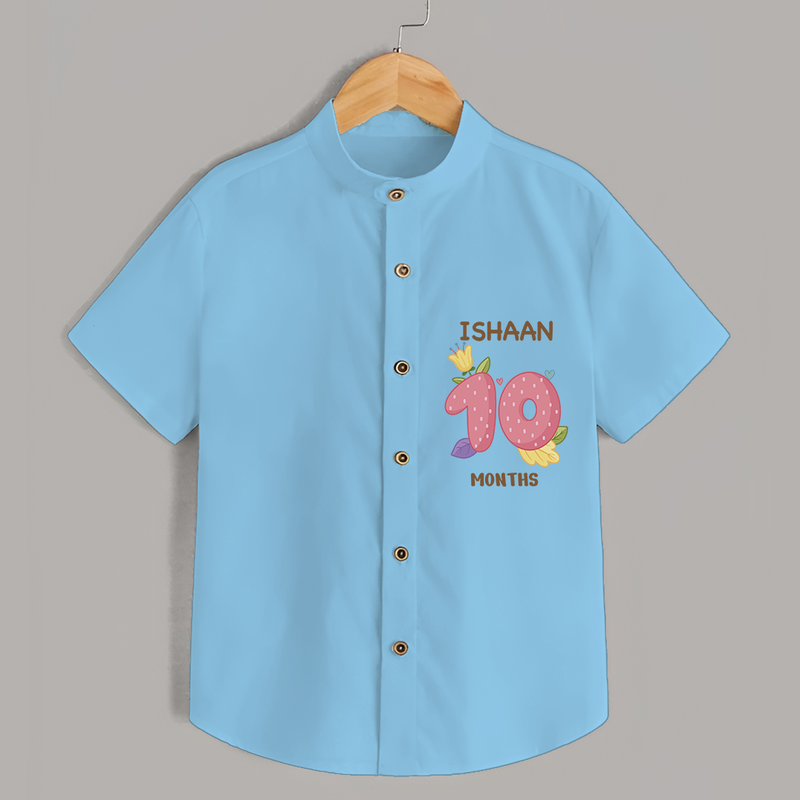 Memorialize your little one's Tenth month Birthday with a personalized Shirt - SKY BLUE - 0 - 6 Months Old (Chest 21")