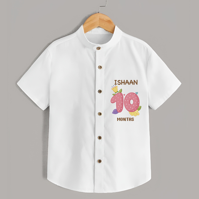 Memorialize your little one's Tenth month Birthday with a personalized Shirt - WHITE - 0 - 6 Months Old (Chest 21")