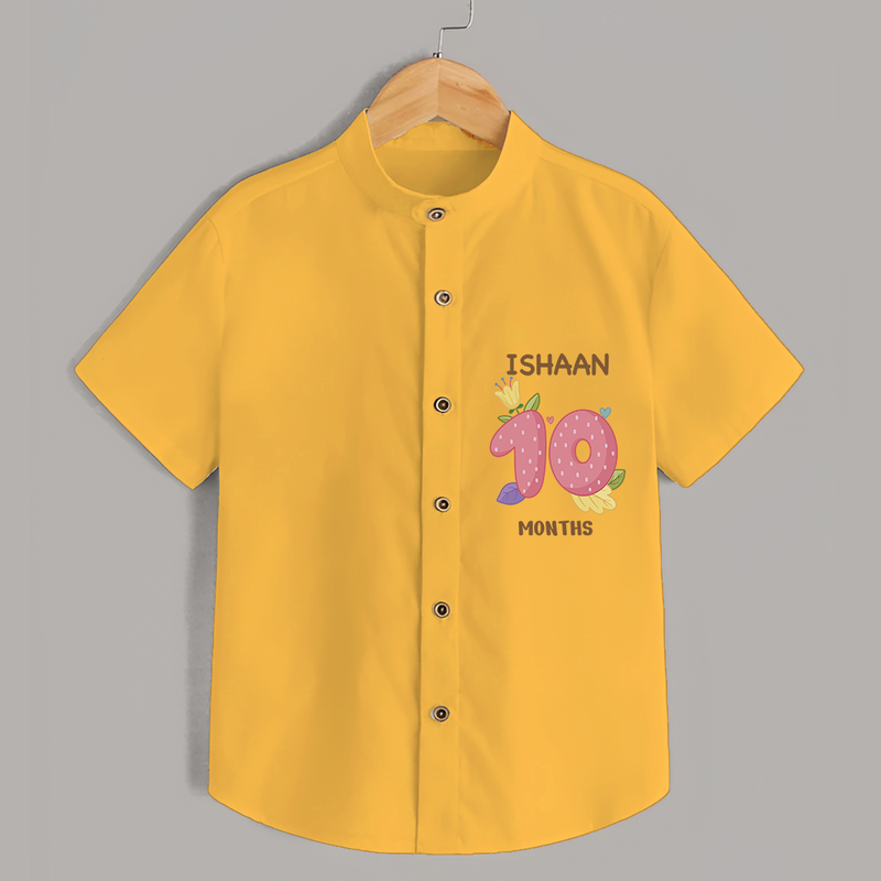Memorialize your little one's Tenth month Birthday with a personalized Shirt - YELLOW - 0 - 6 Months Old (Chest 21")