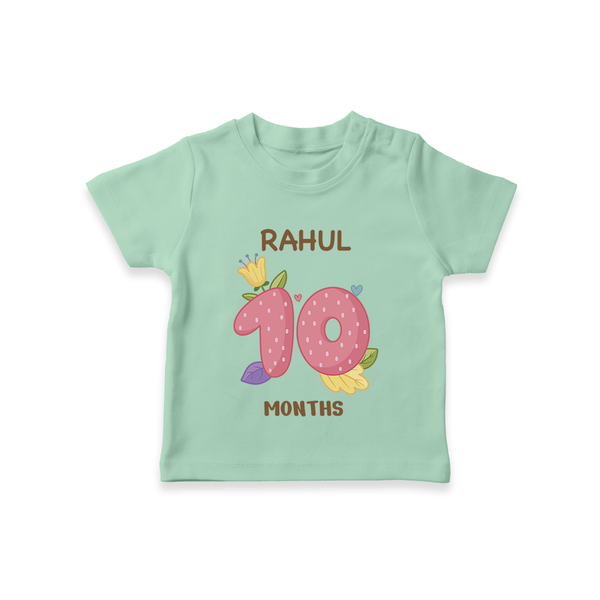Celebrate Baby's 10th Month | Custom T-Shirt | Premium Cotton - MINT GREEN - 0-5 Months Old (Chest 17")