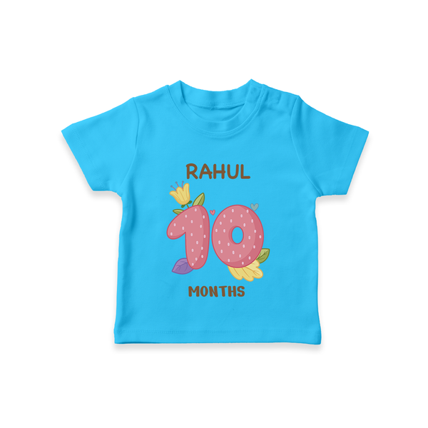 Celebrate Baby's 10th Month | Custom T-Shirt | Premium Cotton - SKY BLUE - 0-5 Months Old (Chest 17")