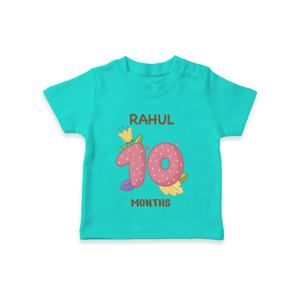 Celebrate Baby's 10th Month | Custom T-Shirt | Premium Cotton - TEAL - 0-5 Months Old (Chest 17")