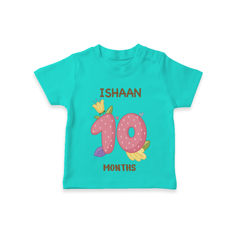 Memorialize your little one's Tenth month with a personalized kids T-shirts - TEAL - 0 - 5 Months Old (Chest 17")