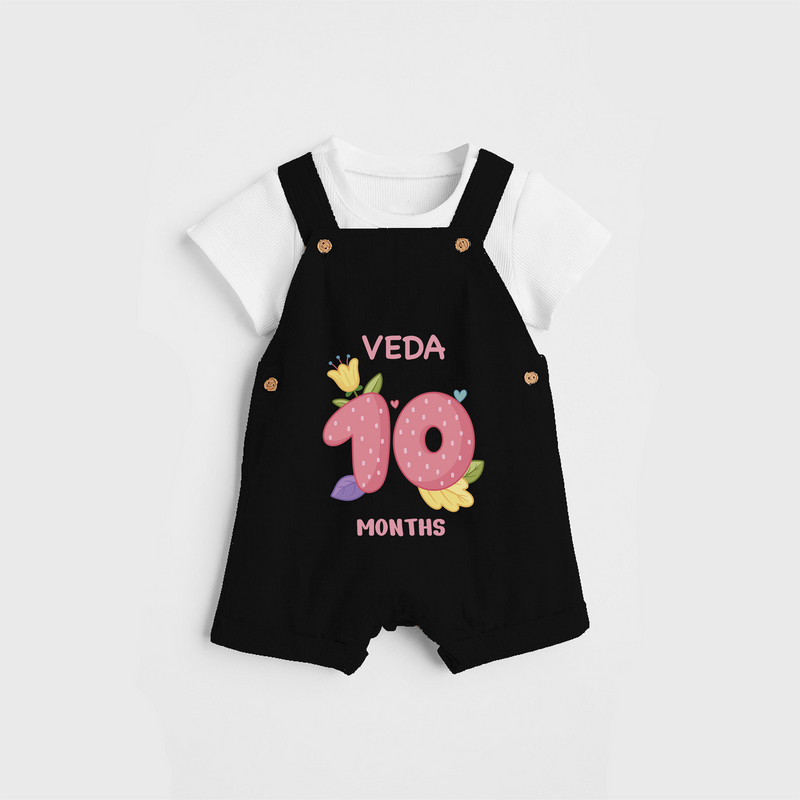 Memorialize your little one's Tenth month with a personalized Dungaree - BLACK - 0 - 5 Months Old (Chest 17")