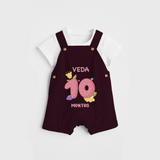 Memorialize your little one's Tenth month with a personalized Dungaree - MAROON - 0 - 5 Months Old (Chest 17")